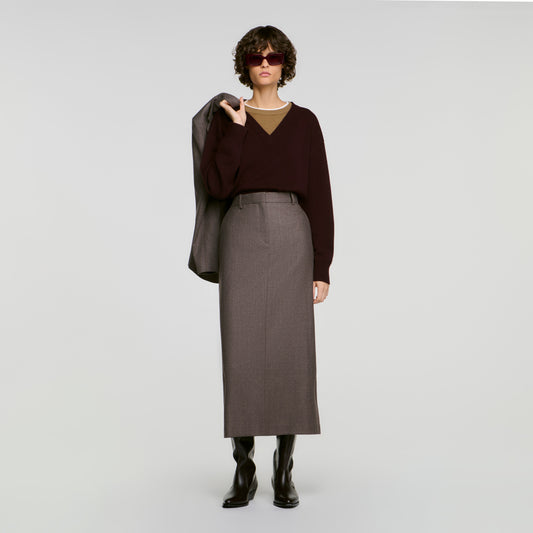 Prune Long wool skirt Greige