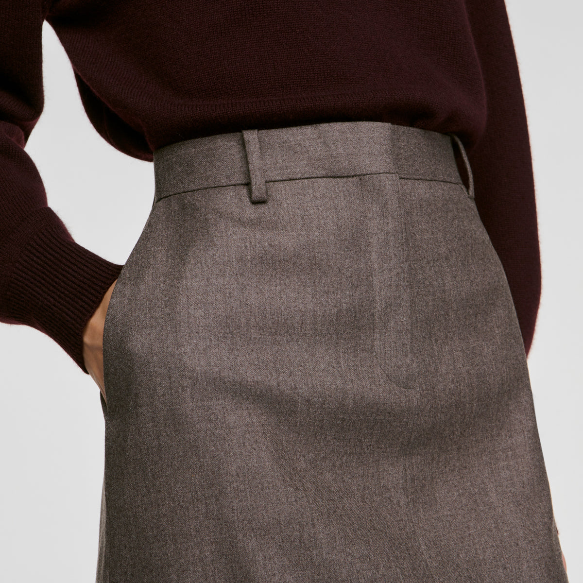 Prune Long wool skirt Greige