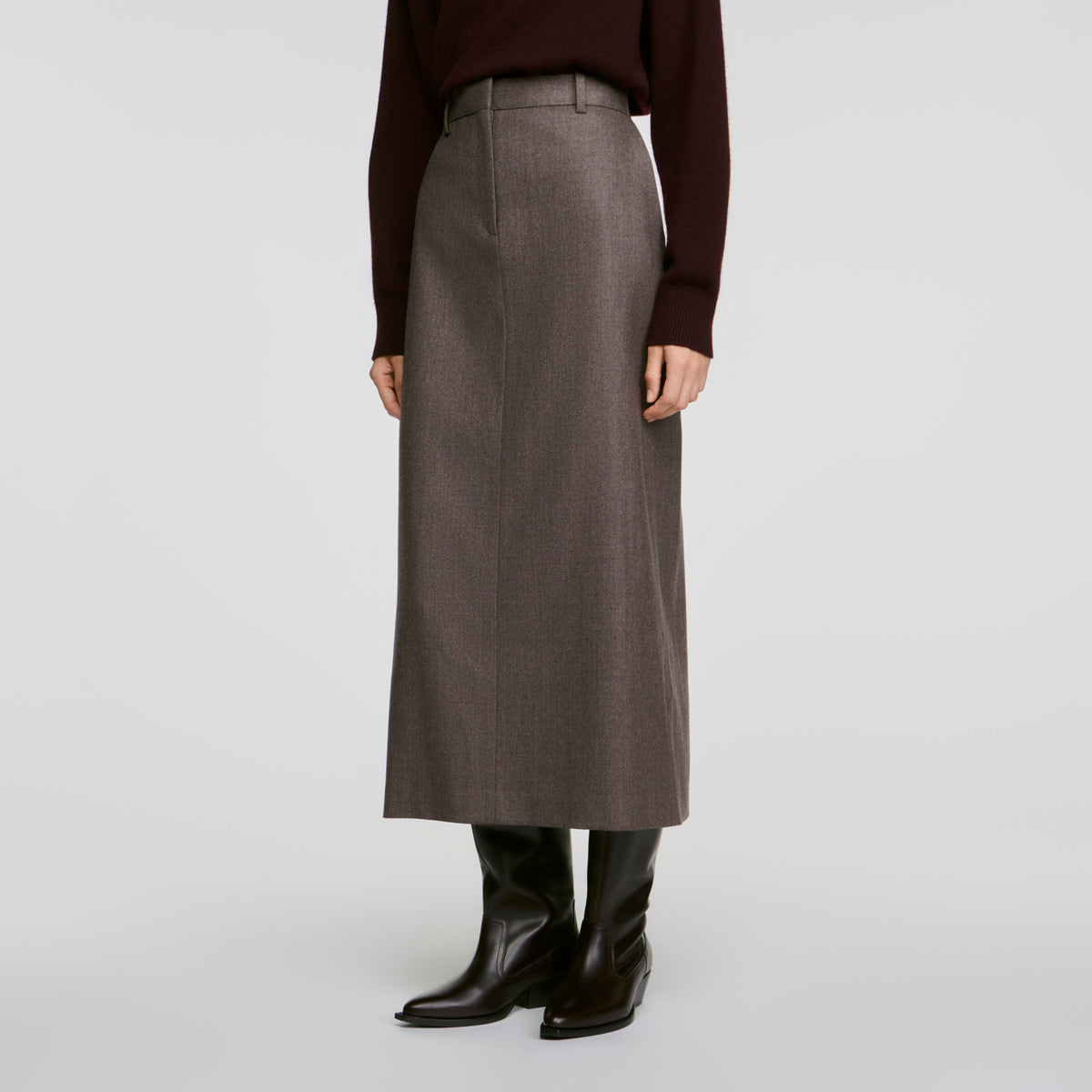 Prune Long wool skirt Greige