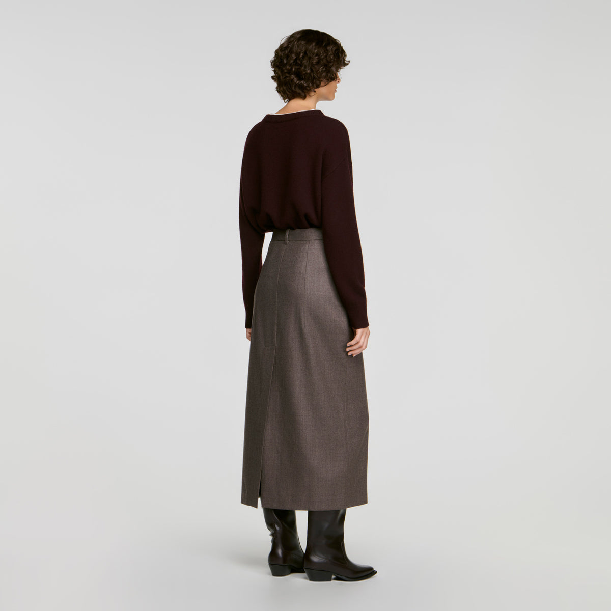 Prune Long wool skirt Greige