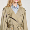 Pleated Trench Coat With Belt Olive Green