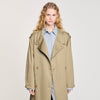 Pleated Trench Coat With Belt Olive Green