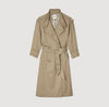 Pleated Trench Coat With Belt Olive Green