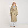 Pleated Trench Coat With Belt Olive Green