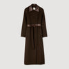 Emilien Long Wool And Leather Coat Brown