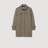 Windsor Houndstooth Trench, Leather Collar Brown / Beige