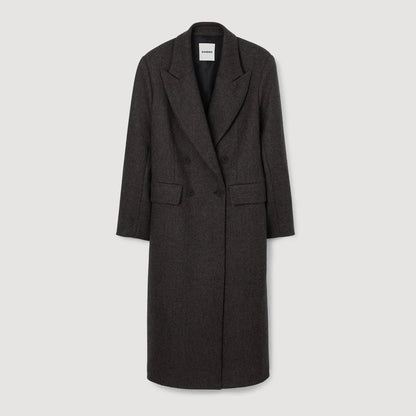 Aelis Fitted Double-Breasted Coat Dark Grey