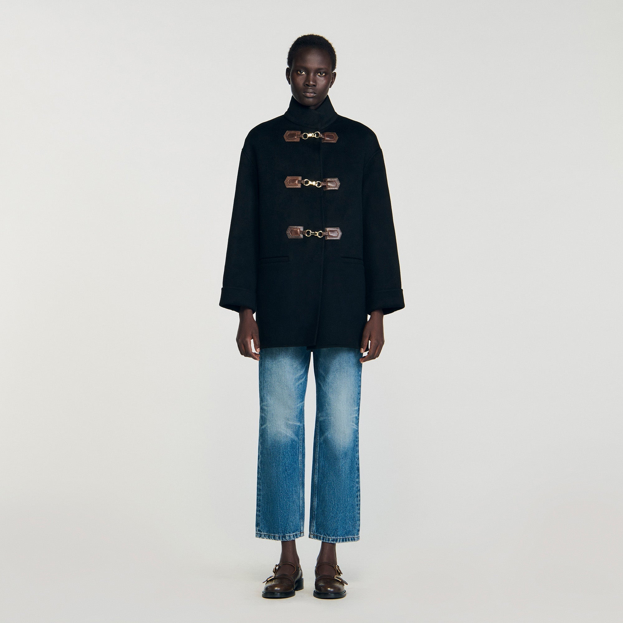 Souverain Oversized Pea Coat Black