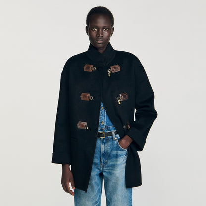 Souverain Oversized Pea Coat Black