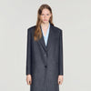 Evan Long Wool Coat With Rhinestones Dark Grey