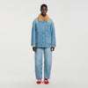 Cameron Denim coat with faux fur collar Blue Jean