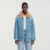 Cameron Denim coat with faux fur collar Blue Jean