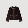 Greenwich Short coat with leather details Brown