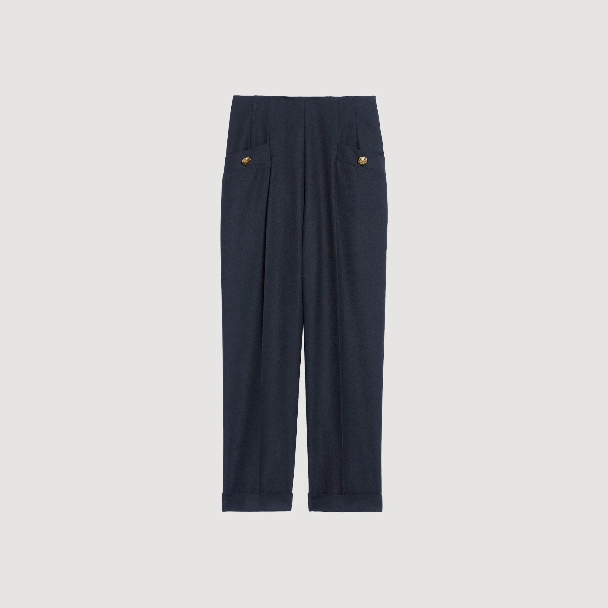 Wide-Leg Trousers Navy Blue
