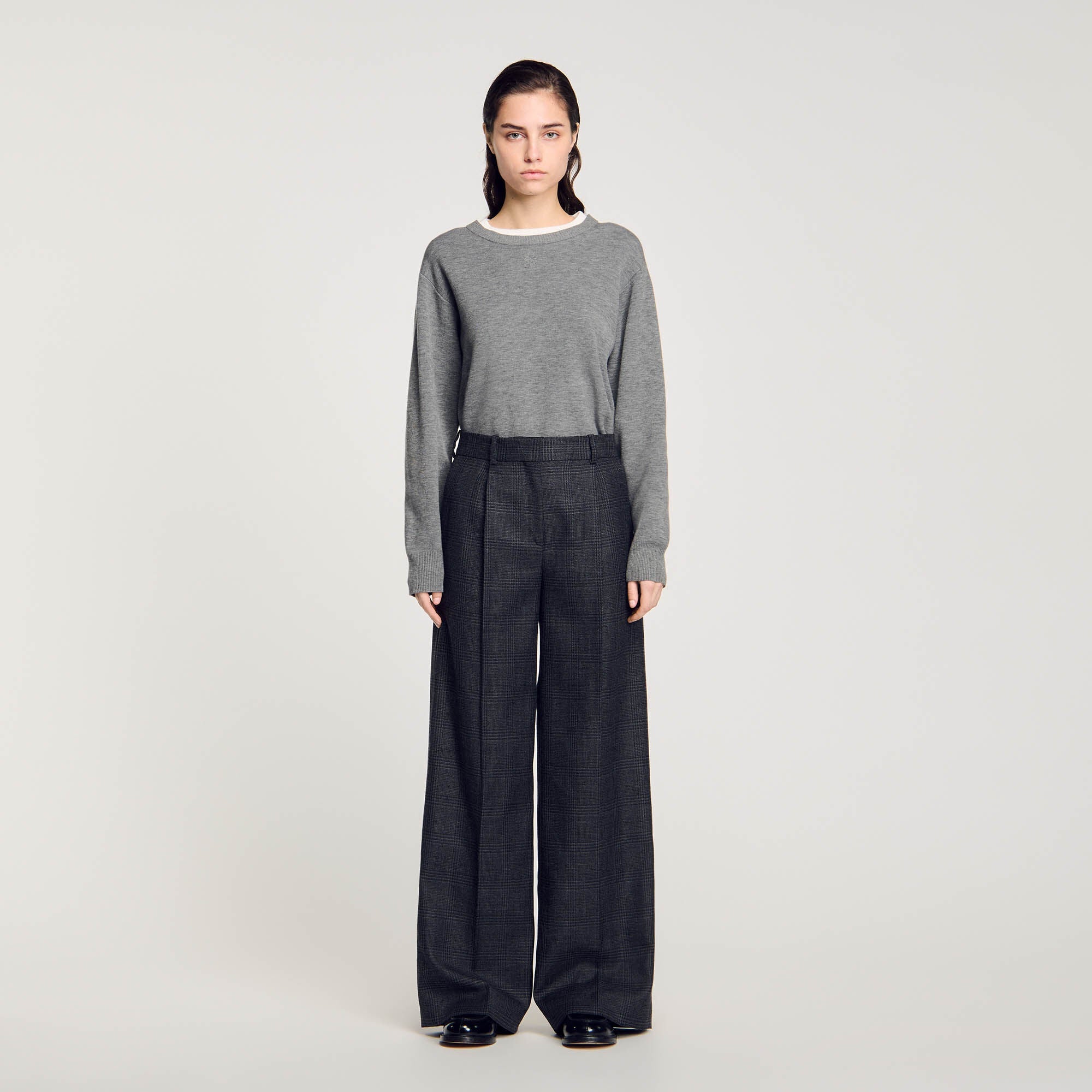 Checked Suit Trousers Dark Grey