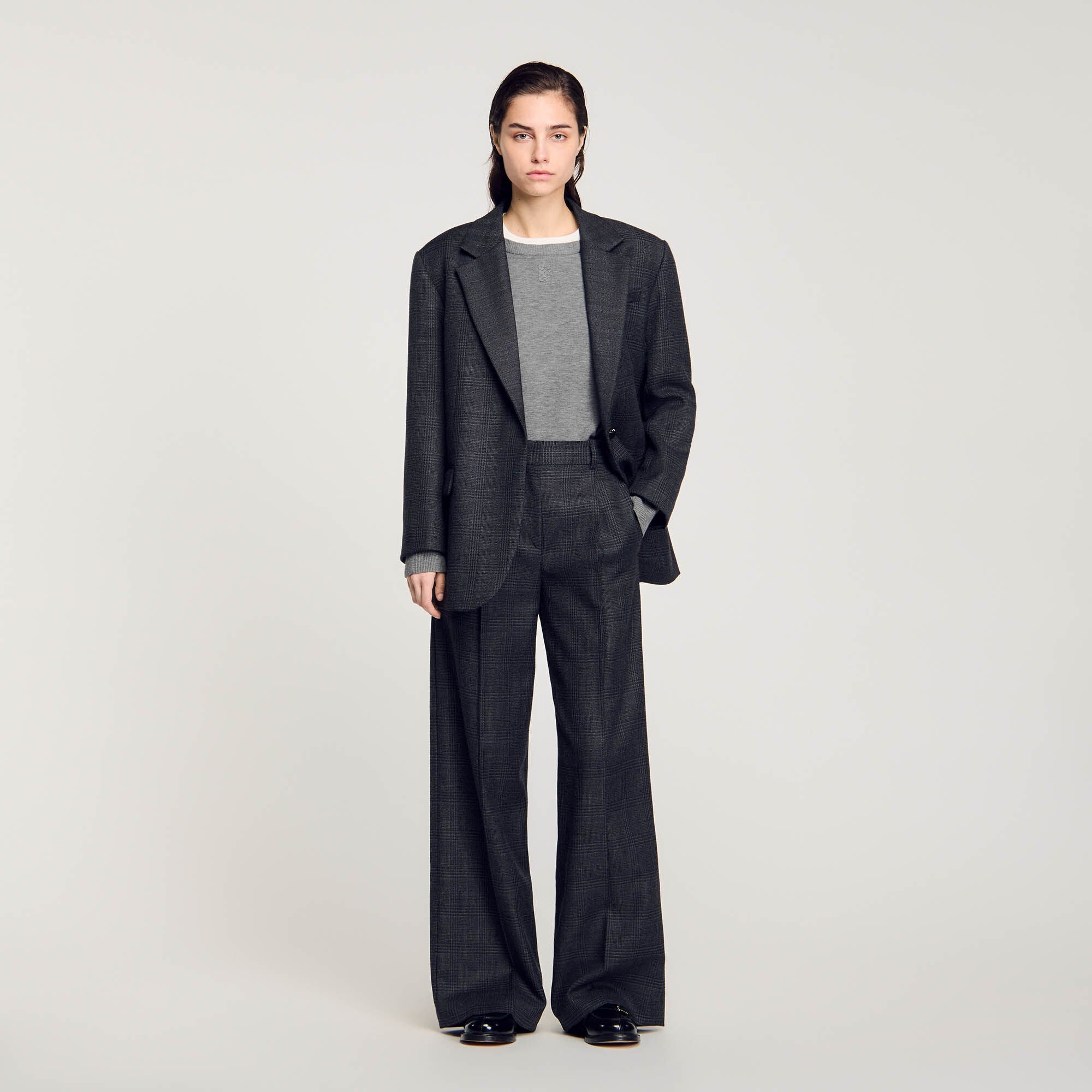 Checked Suit Trousers Dark Grey