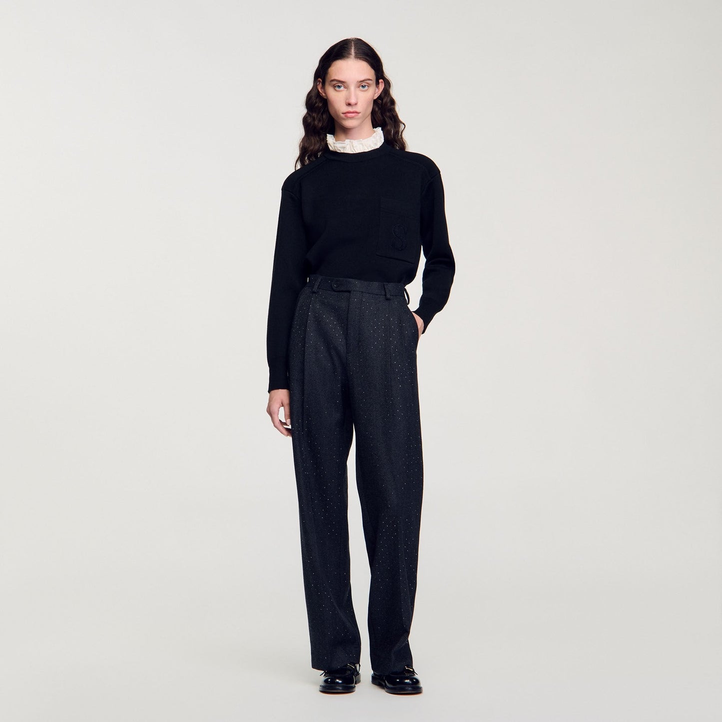 Striped Trousers Dark Grey