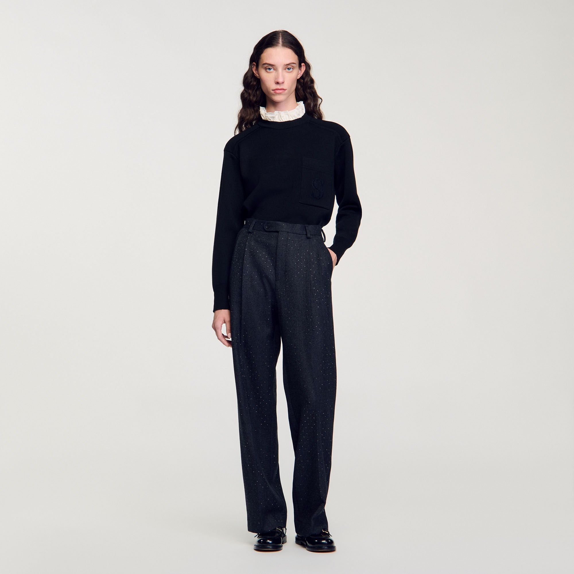 Striped Trousers Dark Grey