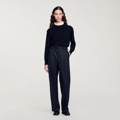 Striped Trousers Dark Grey