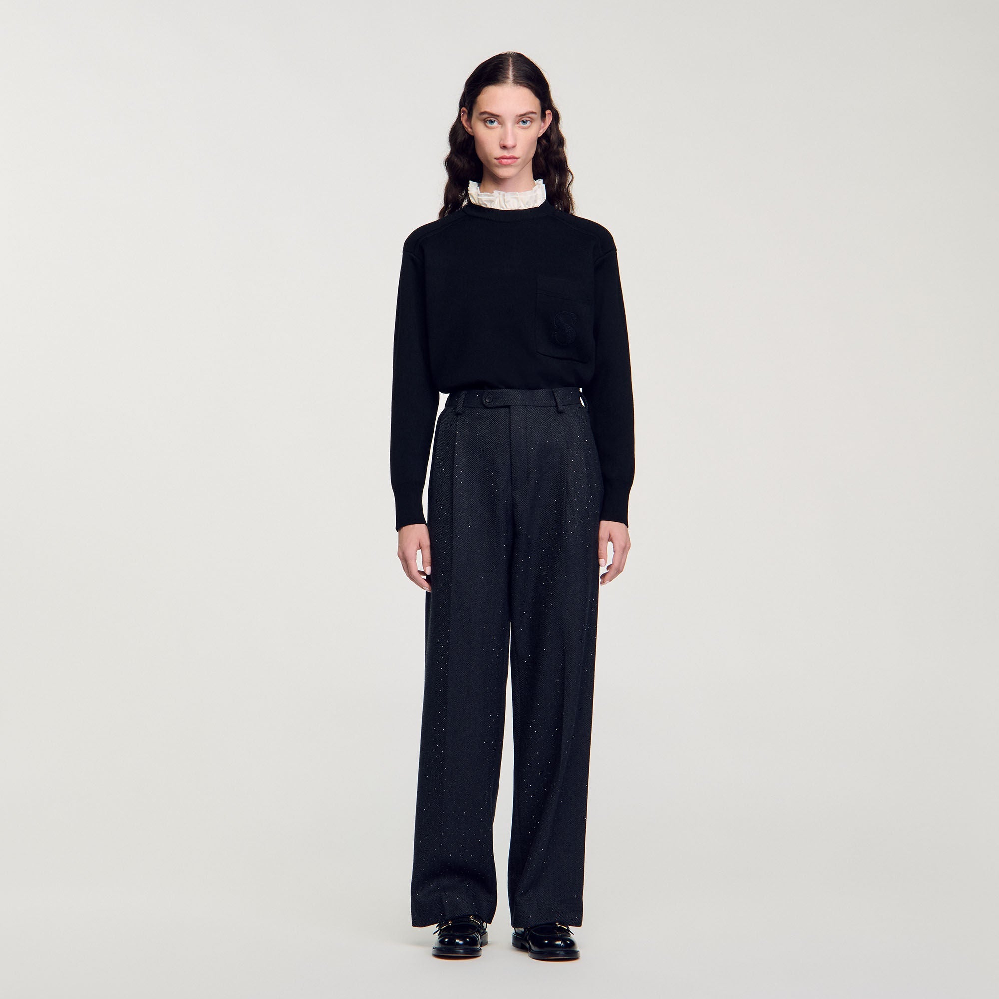 Striped Trousers Dark Grey