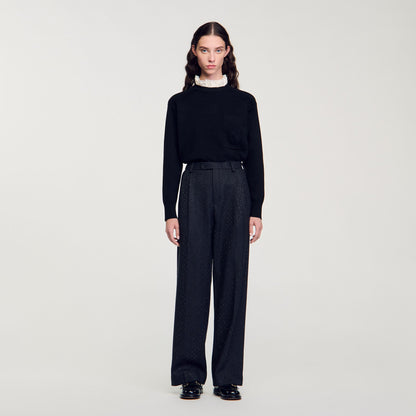 Striped Trousers Dark Grey
