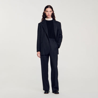 Striped Trousers Dark Grey