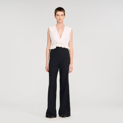 Manhattan Satin Stripe Suit Trousers Black