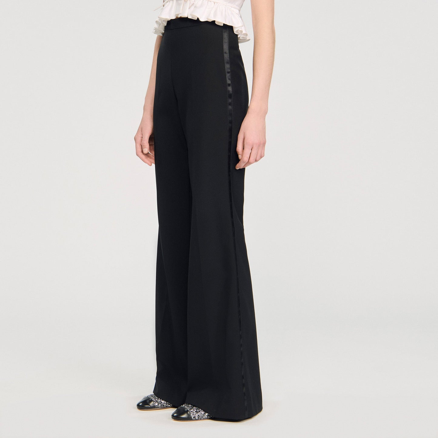 Manhattan Satin Stripe Suit Trousers Black
