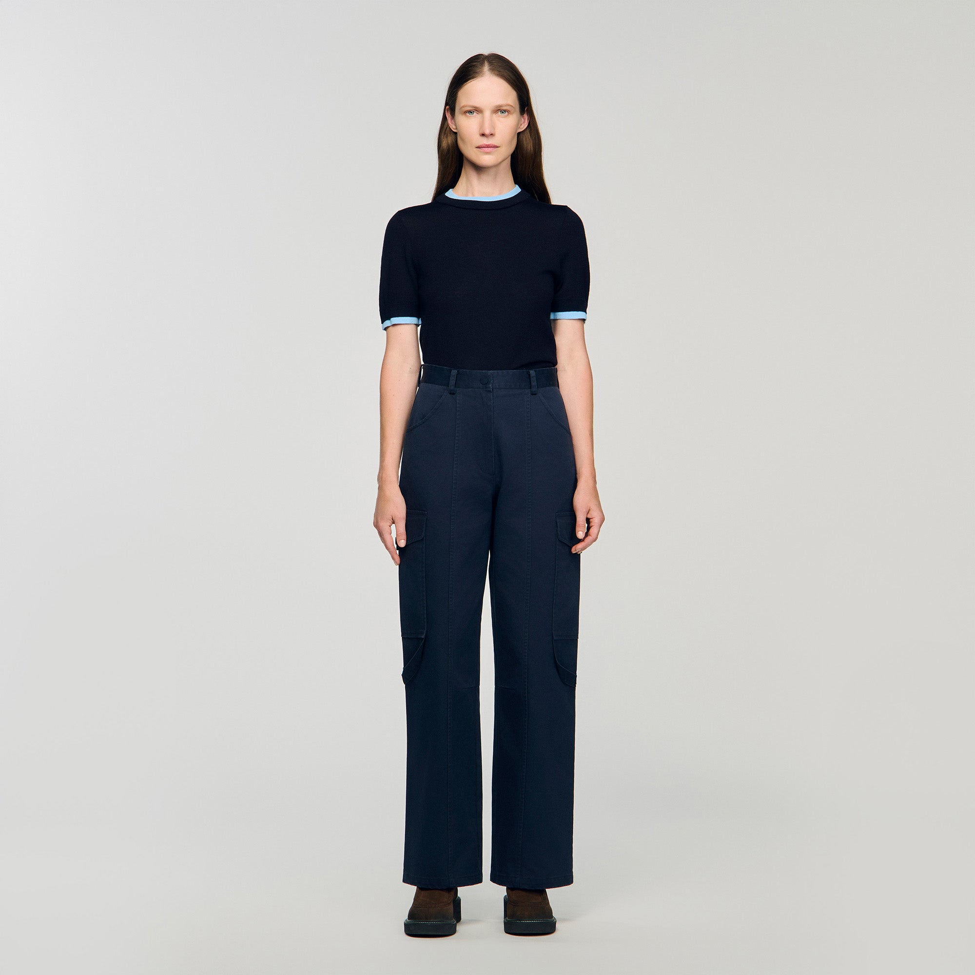 Haytham Cargo Trousers Navy Blue
