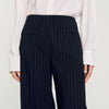 Chalk-Striped Straight-Leg Trousers Black