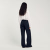 Chalk-Striped Straight-Leg Trousers Black