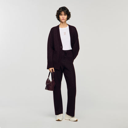Vadim Knit Rhinestone-Covered Trousers Purple