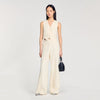 Tweed Rhinestone-Covered Trousers Ecru
