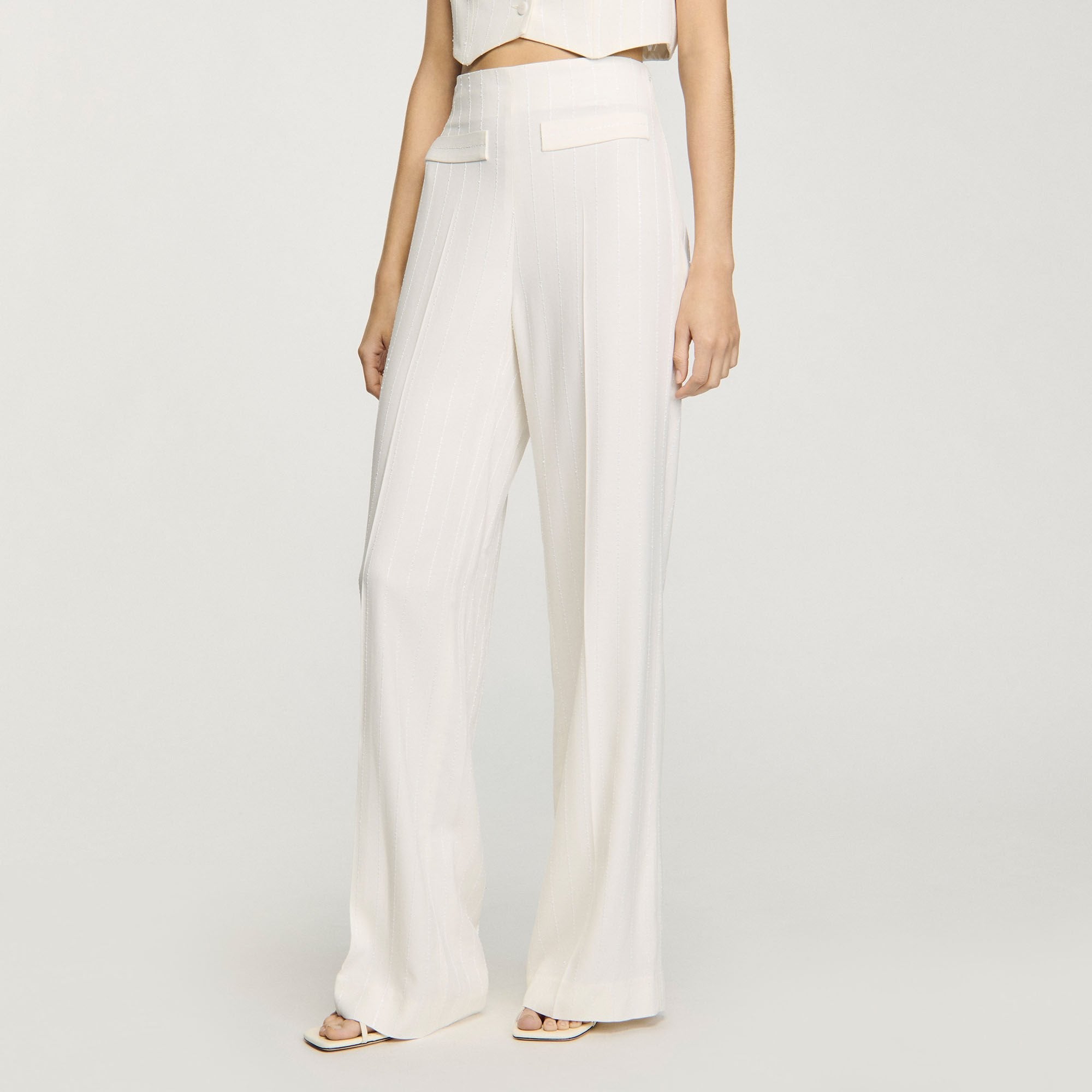 Concorde Sequin Suit Trousers Ecru