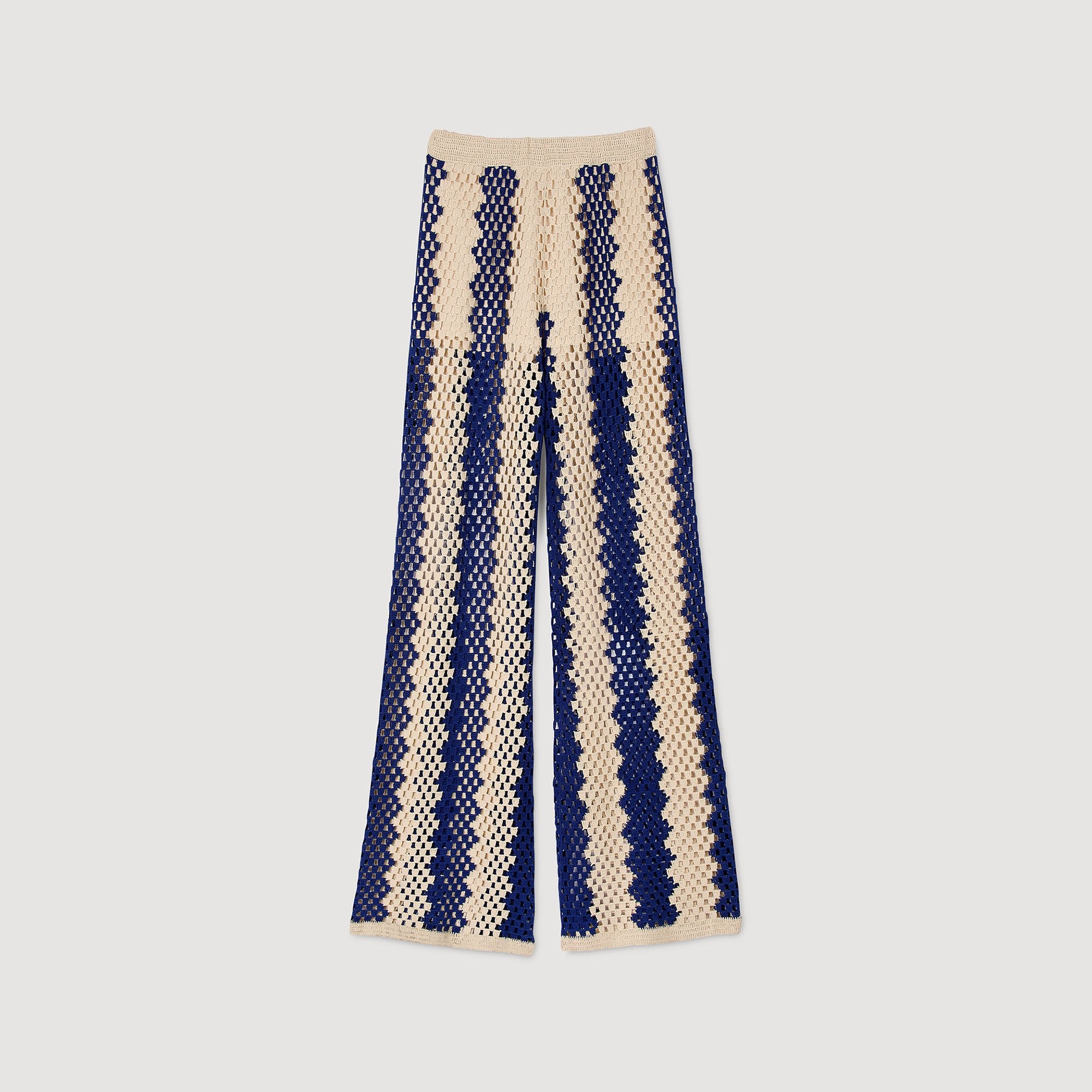 Palmier Two-Tone Open Weave Trousers Blue / Ecru