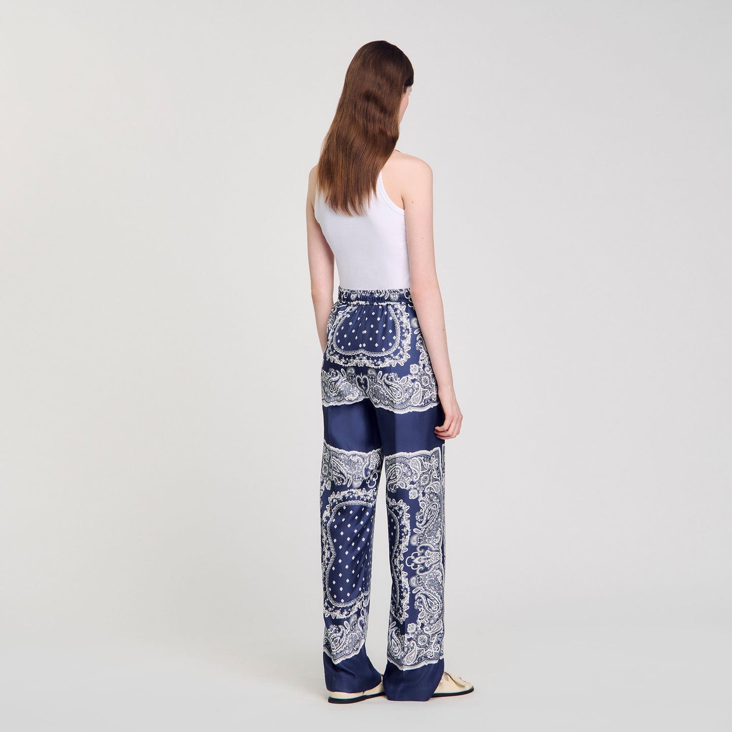 Orel Bandana-Print Floaty Trousers Blu / White