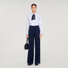 David Asymmetric Straight-Leg Trousers Navy Blue
