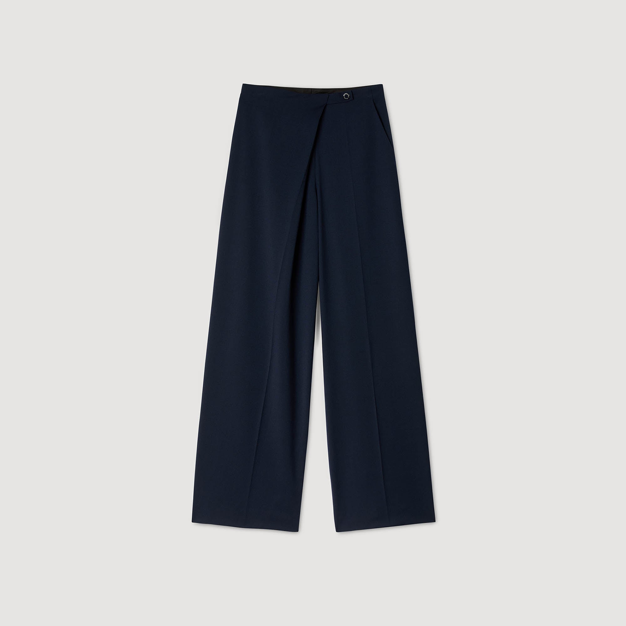 David Asymmetric Straight-Leg Trousers Navy Blue