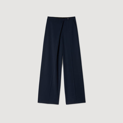 David Asymmetric Straight-Leg Trousers Navy Blue