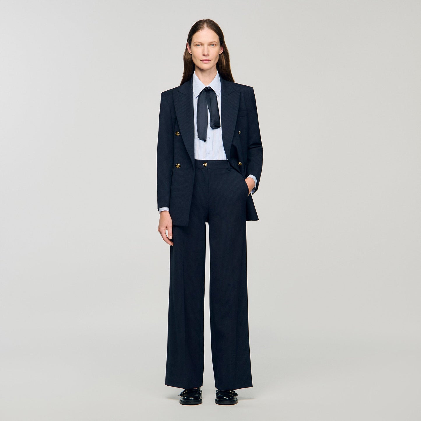 Theaneau Chalk-striped trousers Navy Blue