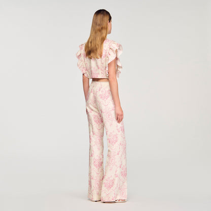 Darwin Floral Trousers Pink / Ecru