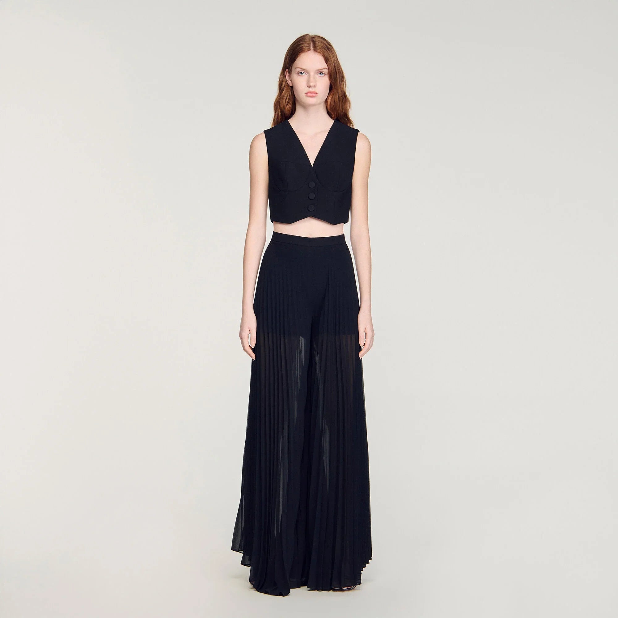 Janis Pleated Wide-Leg Trousers Black