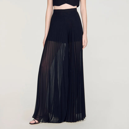 Janis Pleated Wide-Leg Trousers Black