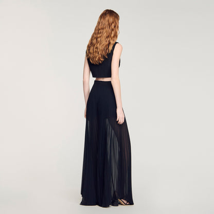 Janis Pleated Wide-Leg Trousers Black