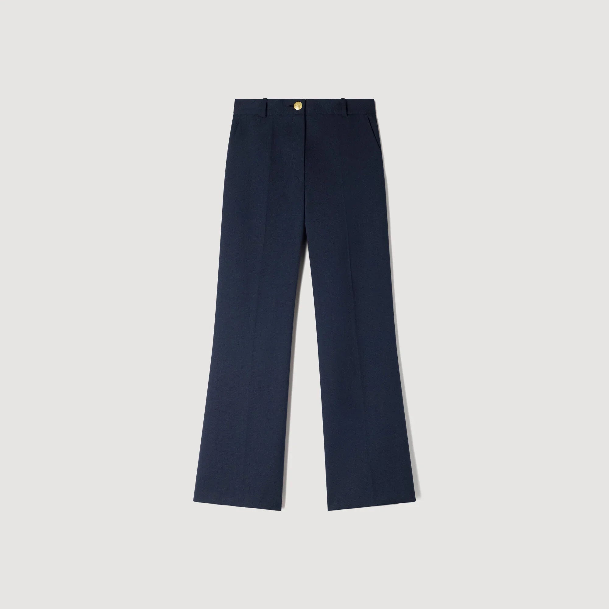 Lionel Wide-Leg Wool Trousers Navy Blue