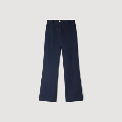 Lionel Wide-Leg Wool Trousers Navy Blue