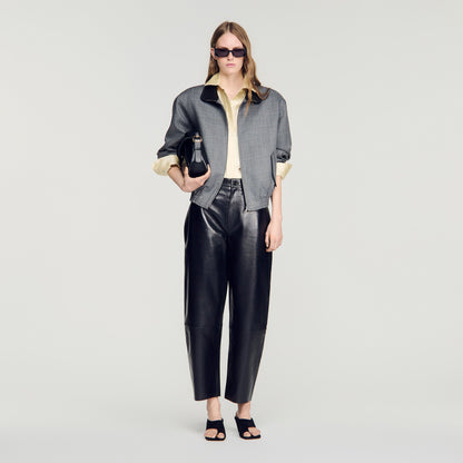 Neo Leather barrel-leg trousers Black