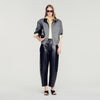 Neo Leather barrel-leg trousers Black