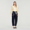 Neo Leather barrel-leg trousers Black