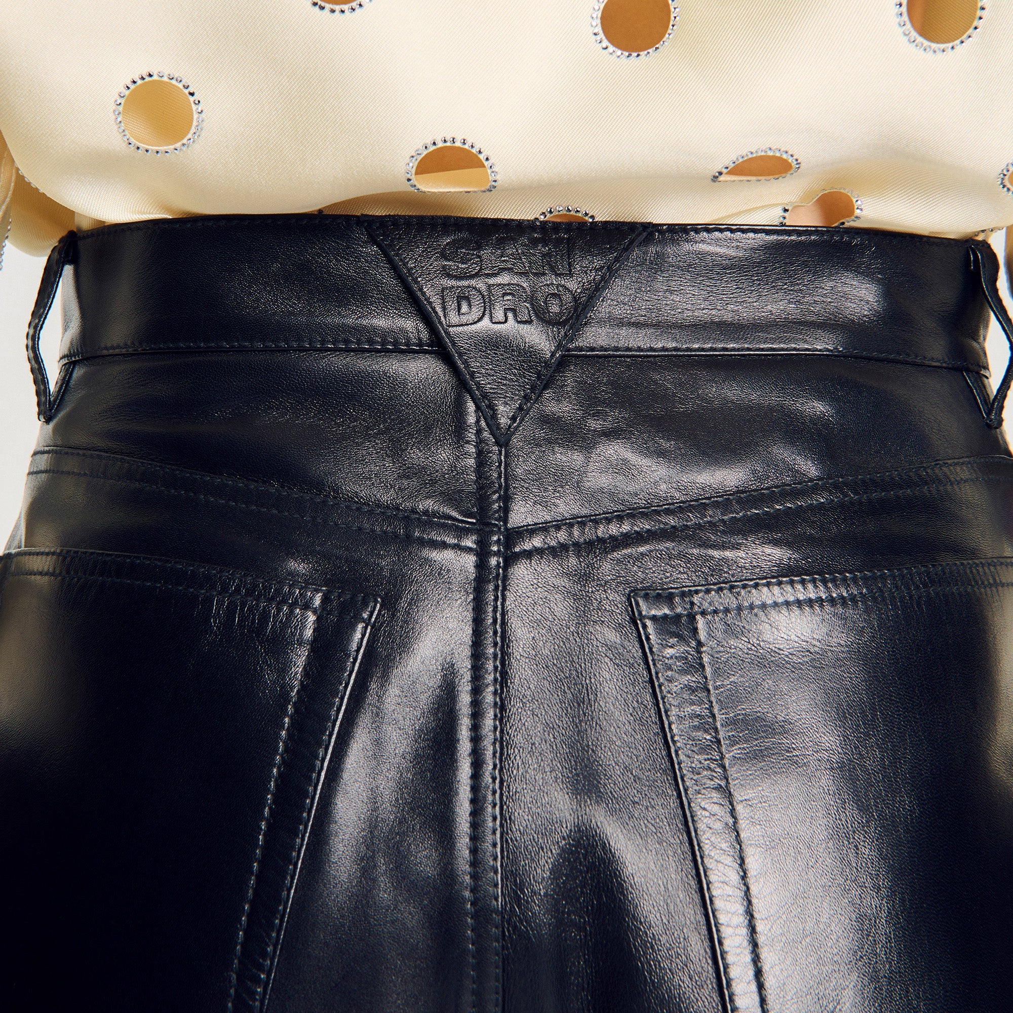 Neo Leather barrel-leg trousers Black